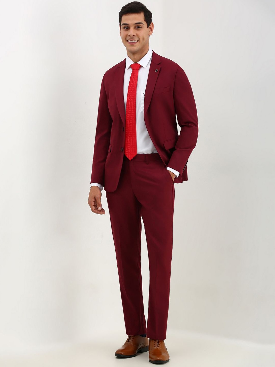 

Allen Solly Slim-Fit Two Piece Suits, Red