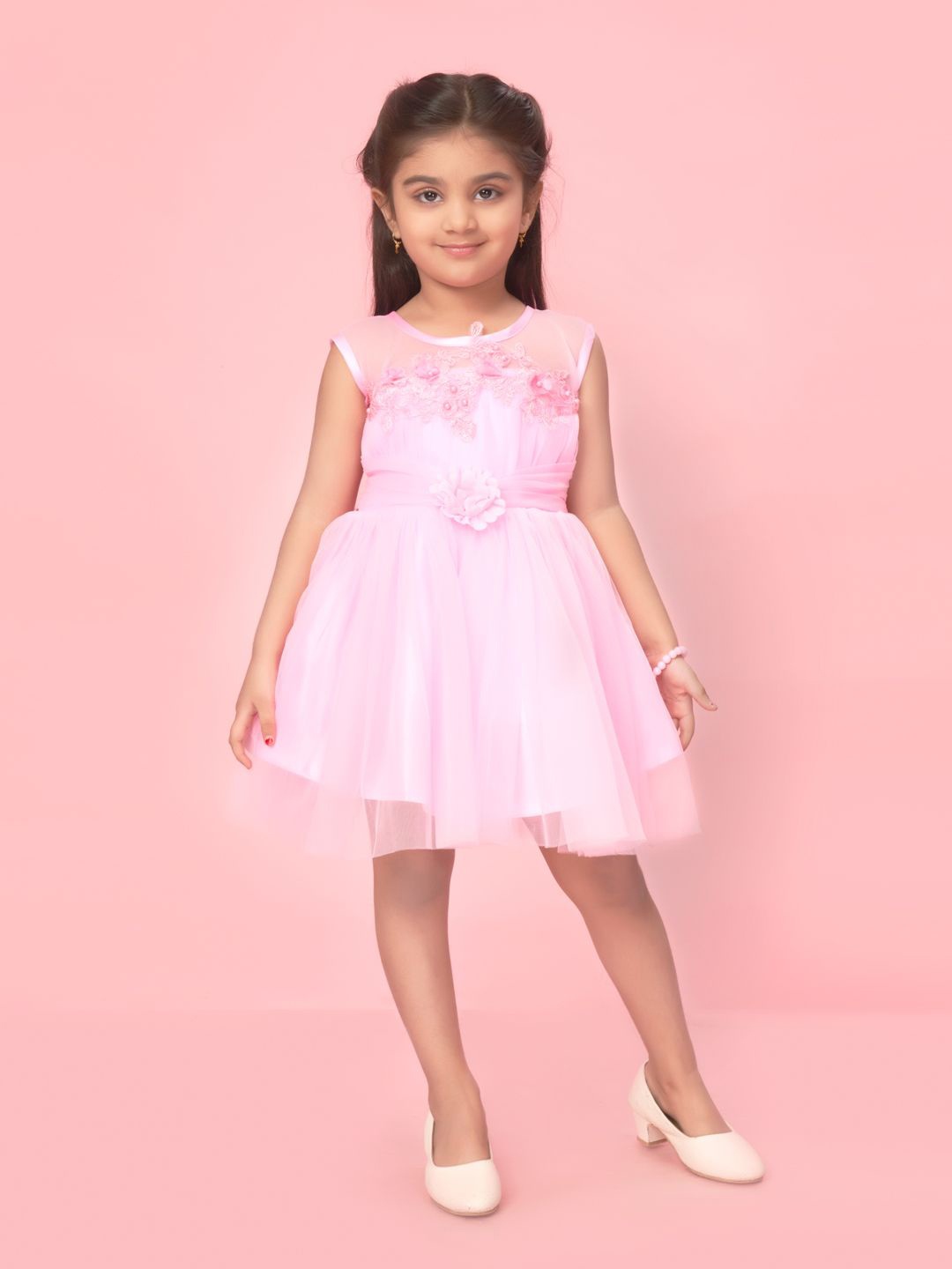 

BAESD Girls Net Fit & Flare Dress, Pink