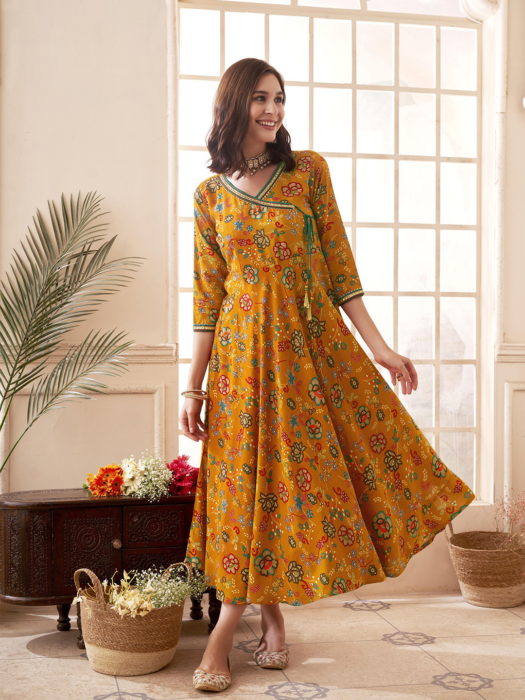 

Anouk Floral Print Liva A-Line Midi Dress, Yellow