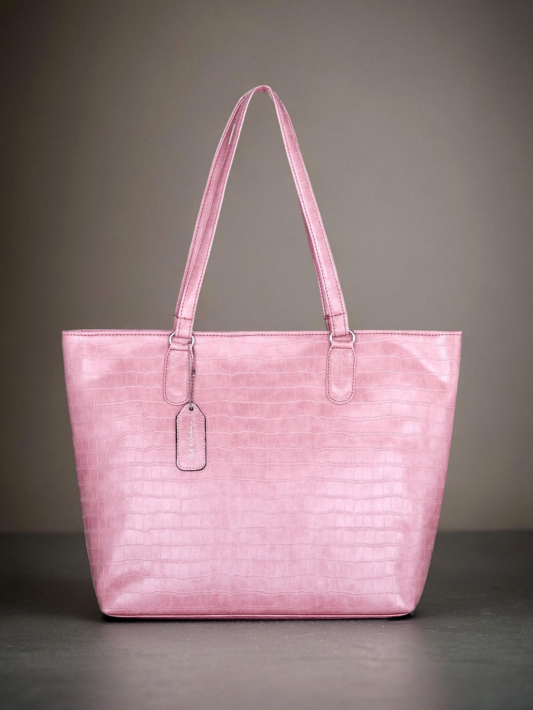 

Mast & Harbour Animal Textured PU Oversized Structured Shoulder Bag, Pink