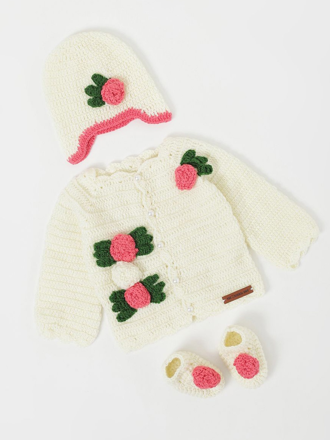 

The Original Knit Unisex Kids Floral Pullover, Off white