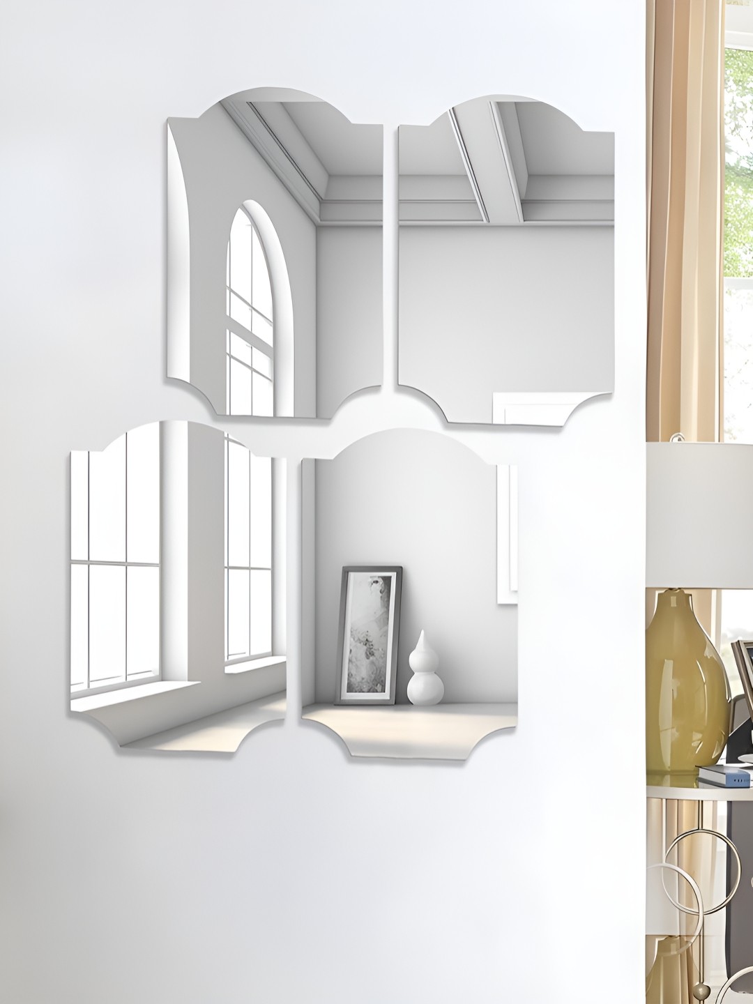 

Art Street Silver Toned 4 Pieces Rectangle Corner Cut Shape Acrylic Wall Mirror Stickers