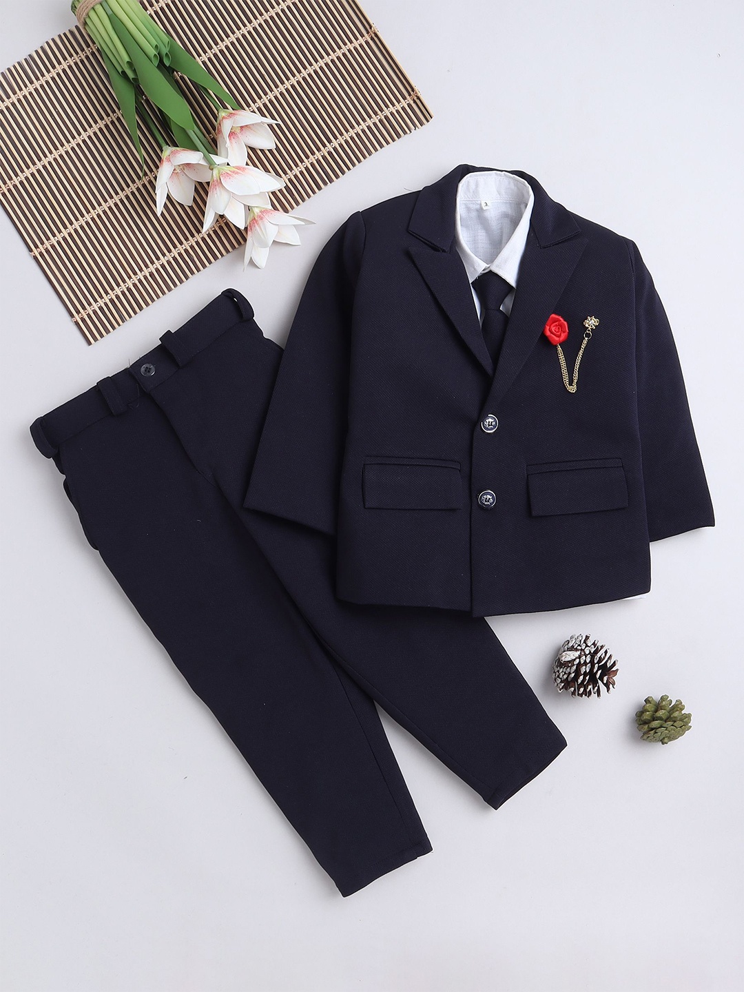 

BAESD Boys Coat with Trousers, Navy blue