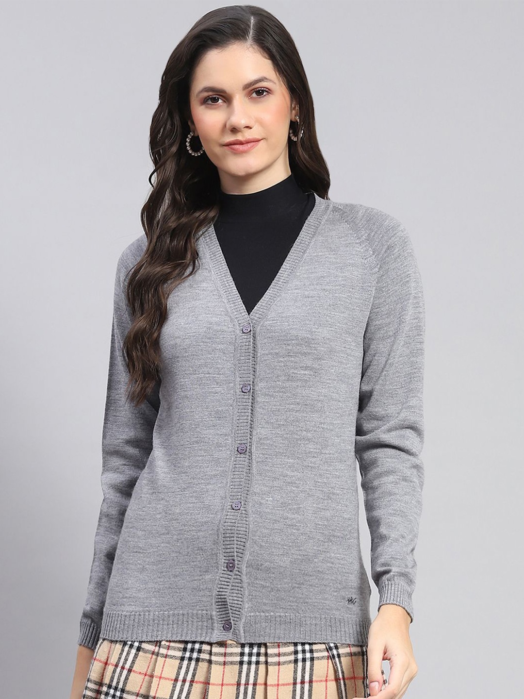 

Monte Carlo Women Woollen Cardigan, Grey