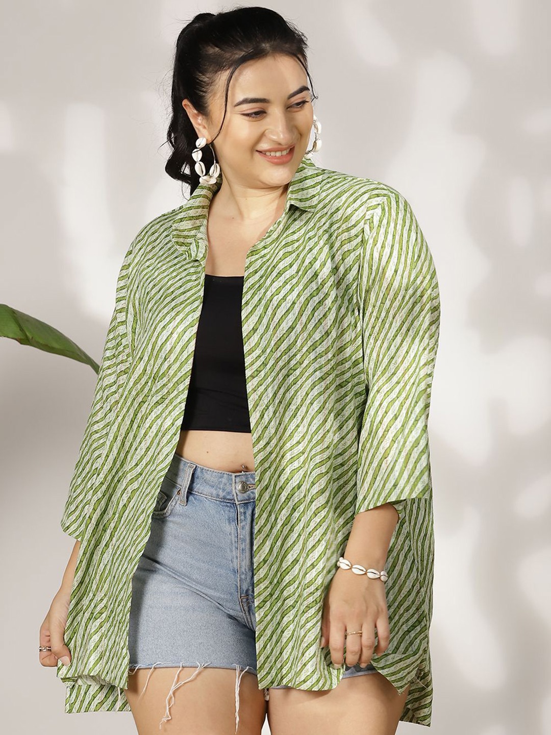 

LetsDressUp Striped Pure Cotton Shrug, Green