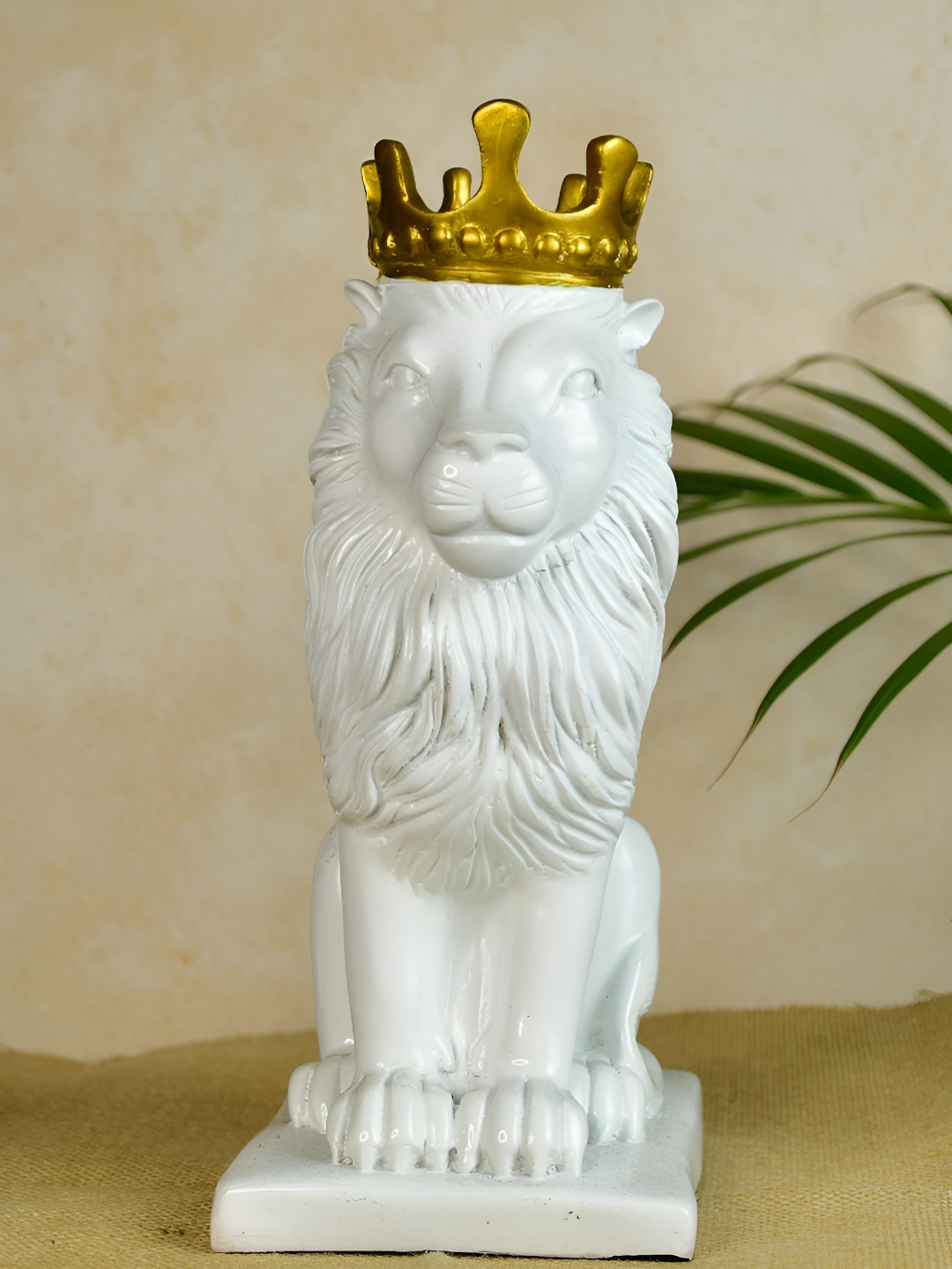 

SOWPEACE White & Gold Toned Lion Figurine Showpiece