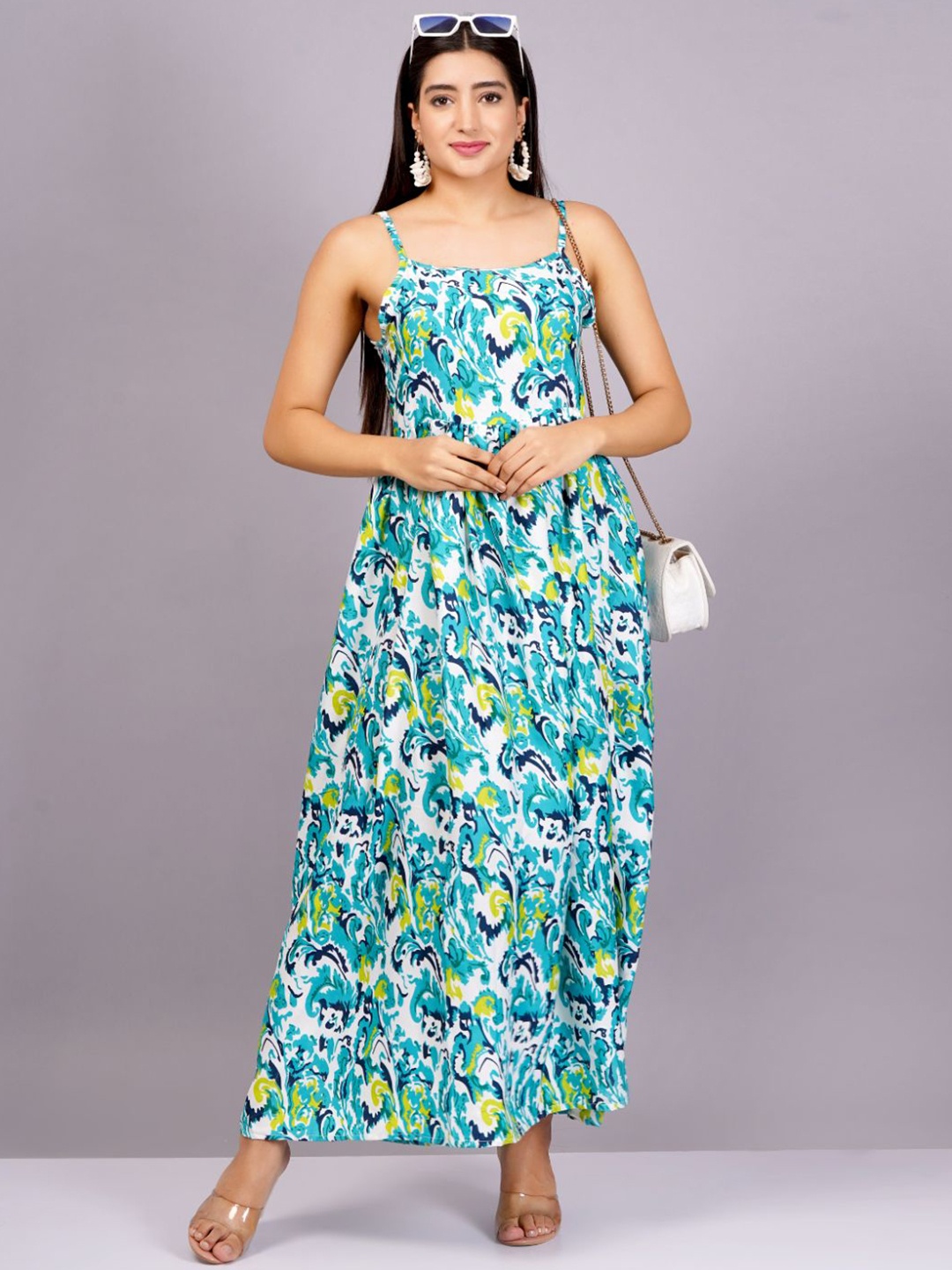 

HIGHLIGHT FASHION EXPORT Floral Print Crepe Maxi Dress, Blue