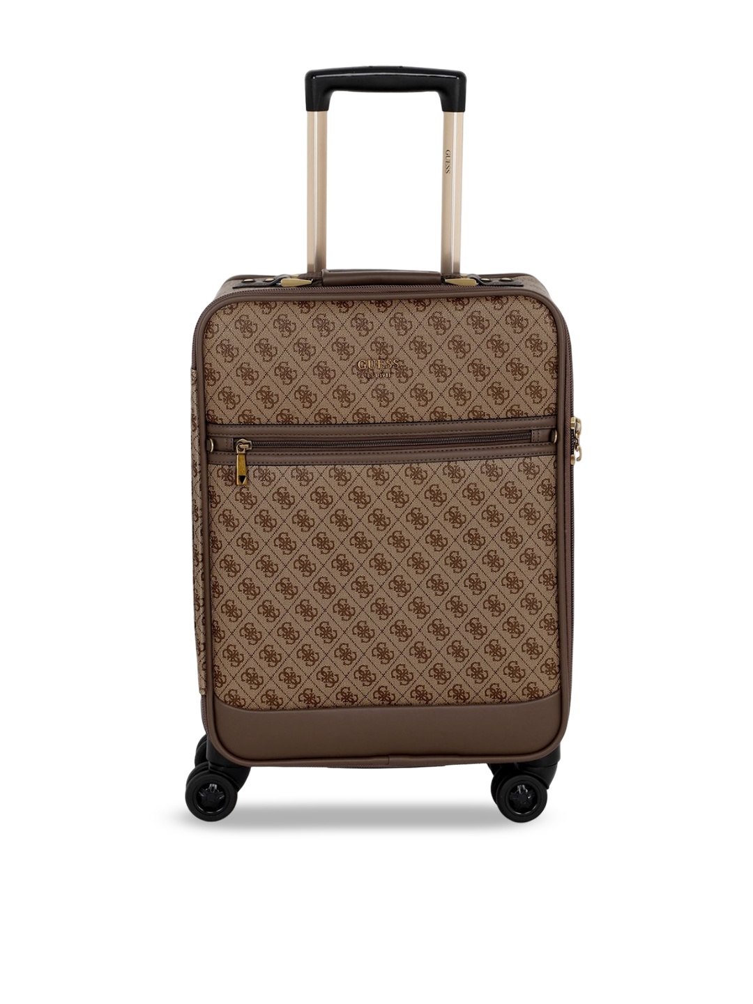 

GUESS Printed Soft Suitcase Trolley Bag, Brown