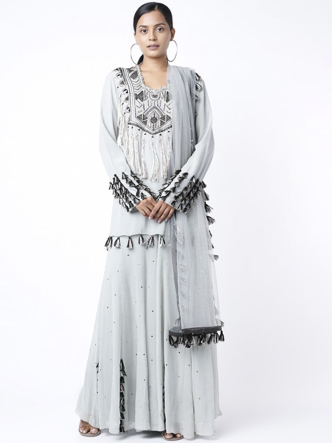 

Payal Singhal Embroidered Regular Kurti With Palazzos & Dupatta, Blue