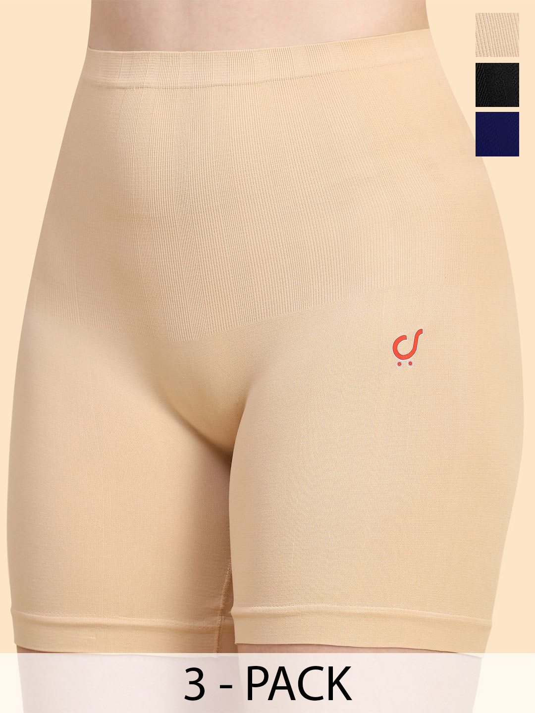 

Trendmalls Pack Of 3 Seamless Shapewear 3-Pack-WU01-Beige-Black-Blue-S