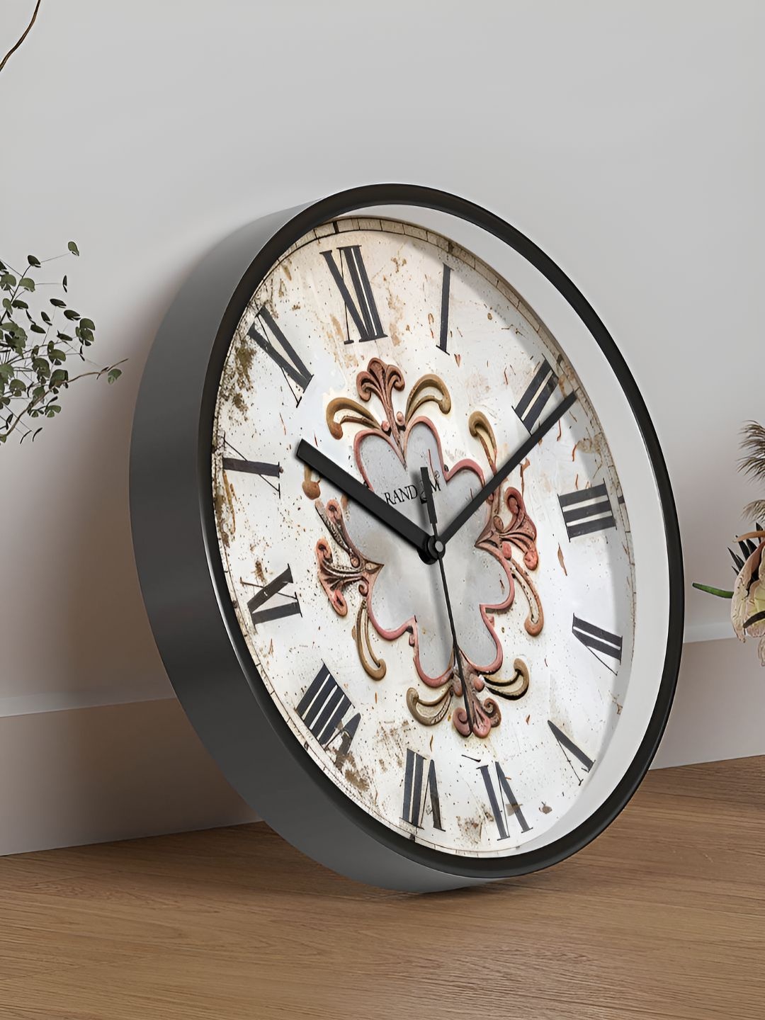 

RANDOM Printed Round Shaped Sweep Silent Movement Contemporary Wall Clock, Black
