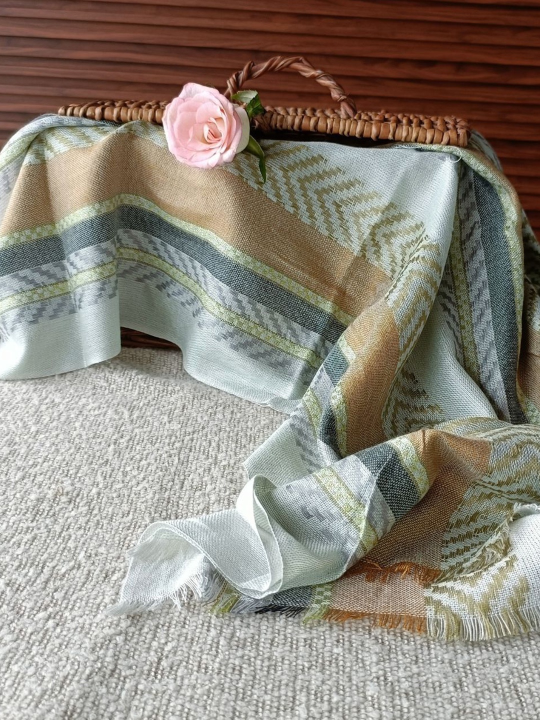 

Dupatta Bazaar Women Striped Stole, Grey