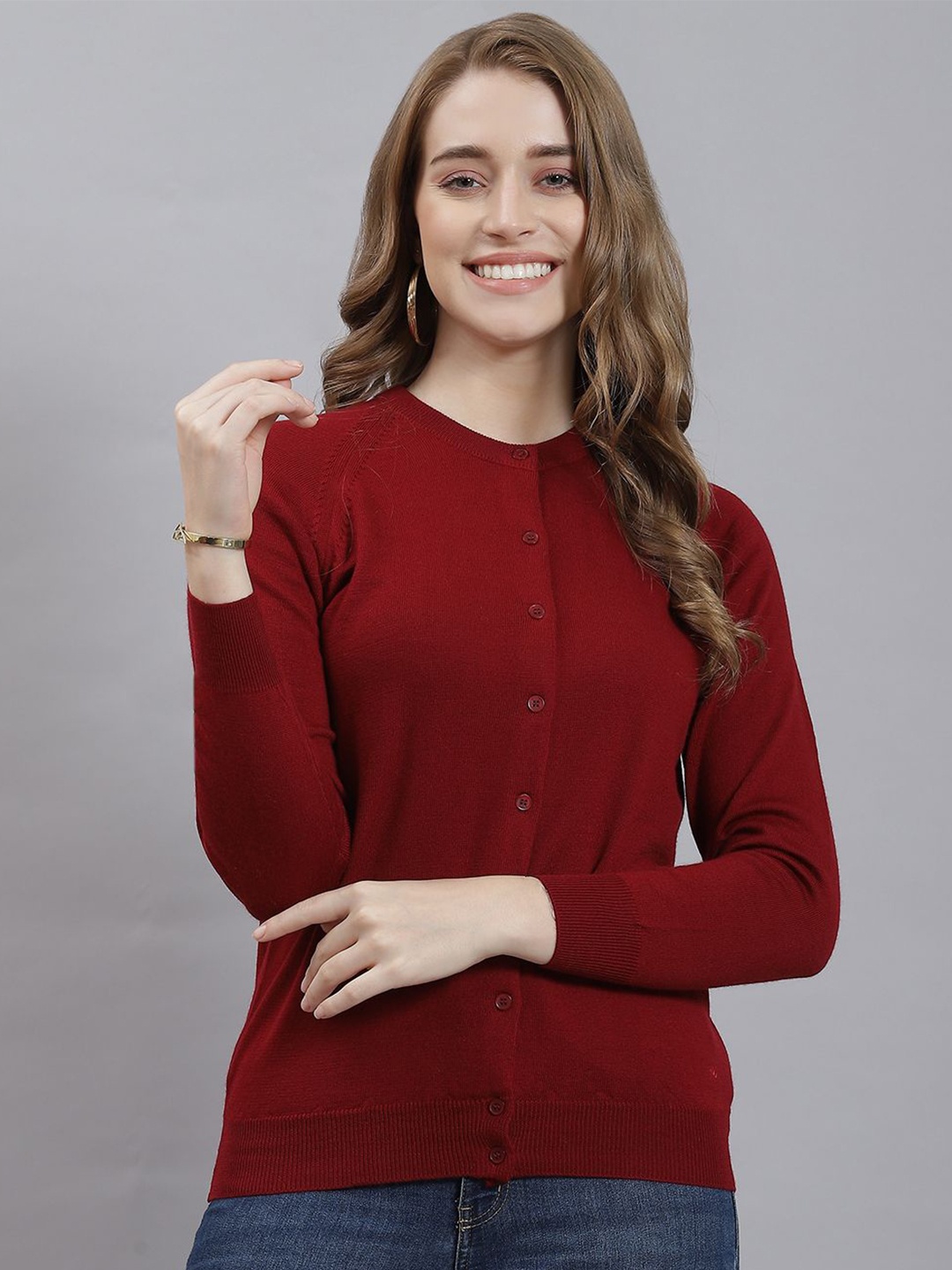 

Monte Carlo Women Woollen Cardigan, Maroon
