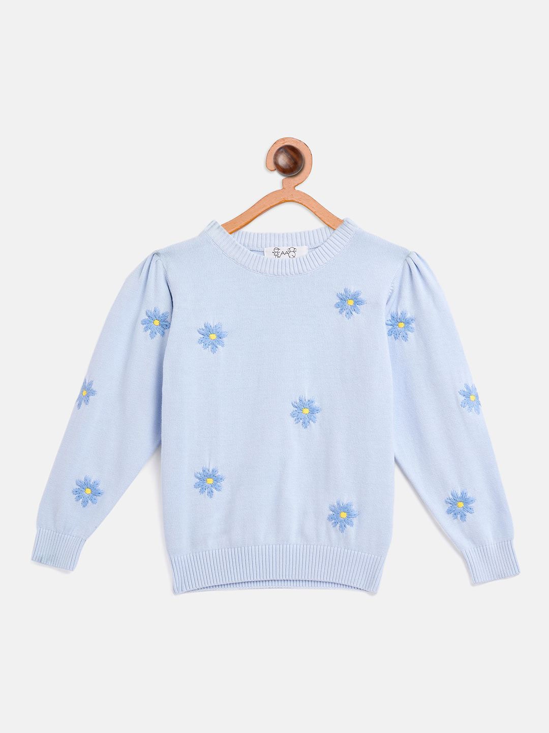 

JWAAQ Girls Floral Pullover with Embroidered Detail, Blue