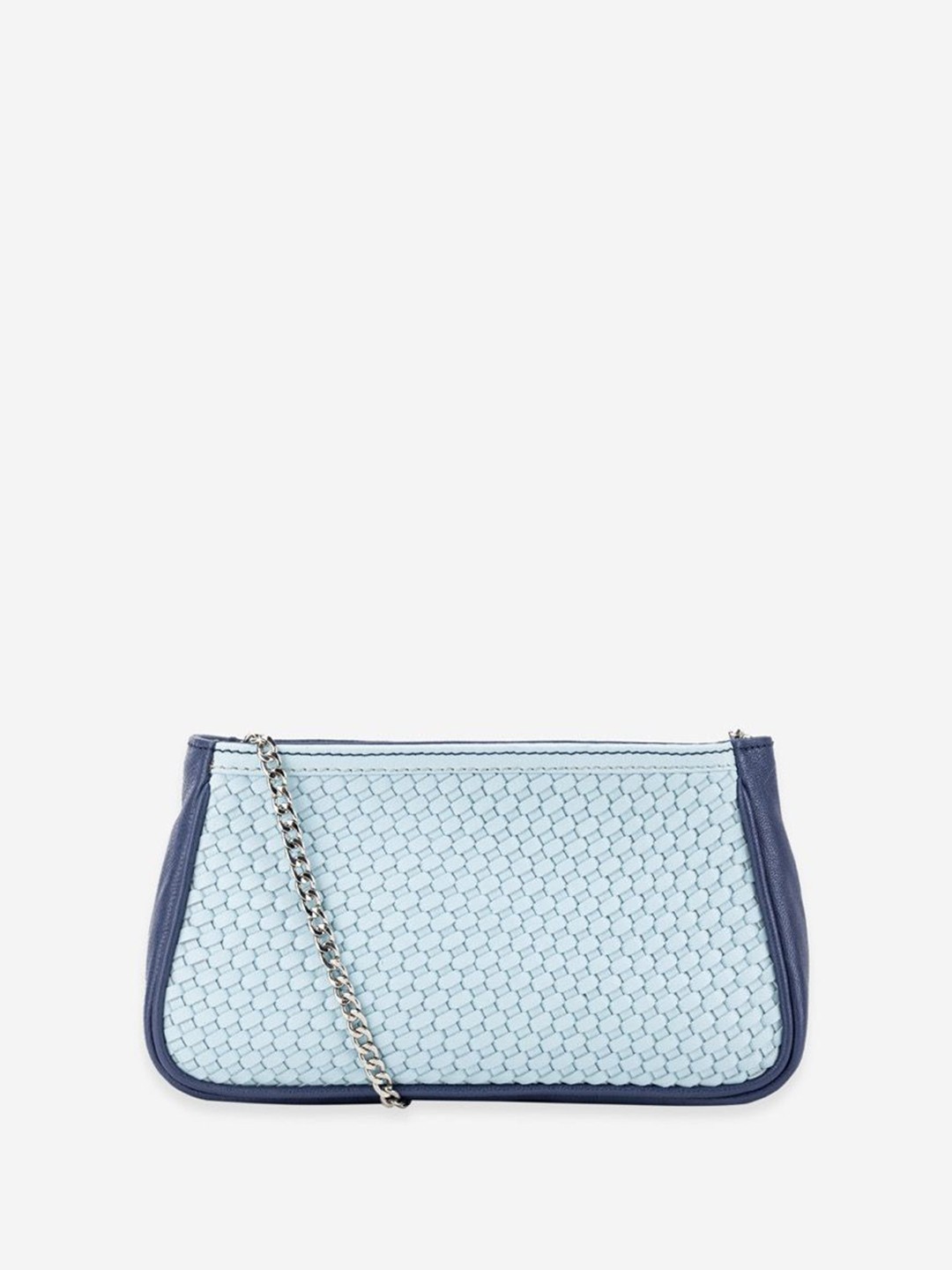

Abelardo De Moda Geometric Embellished Leather Swagger Sling Bag with Cut Work, Blue