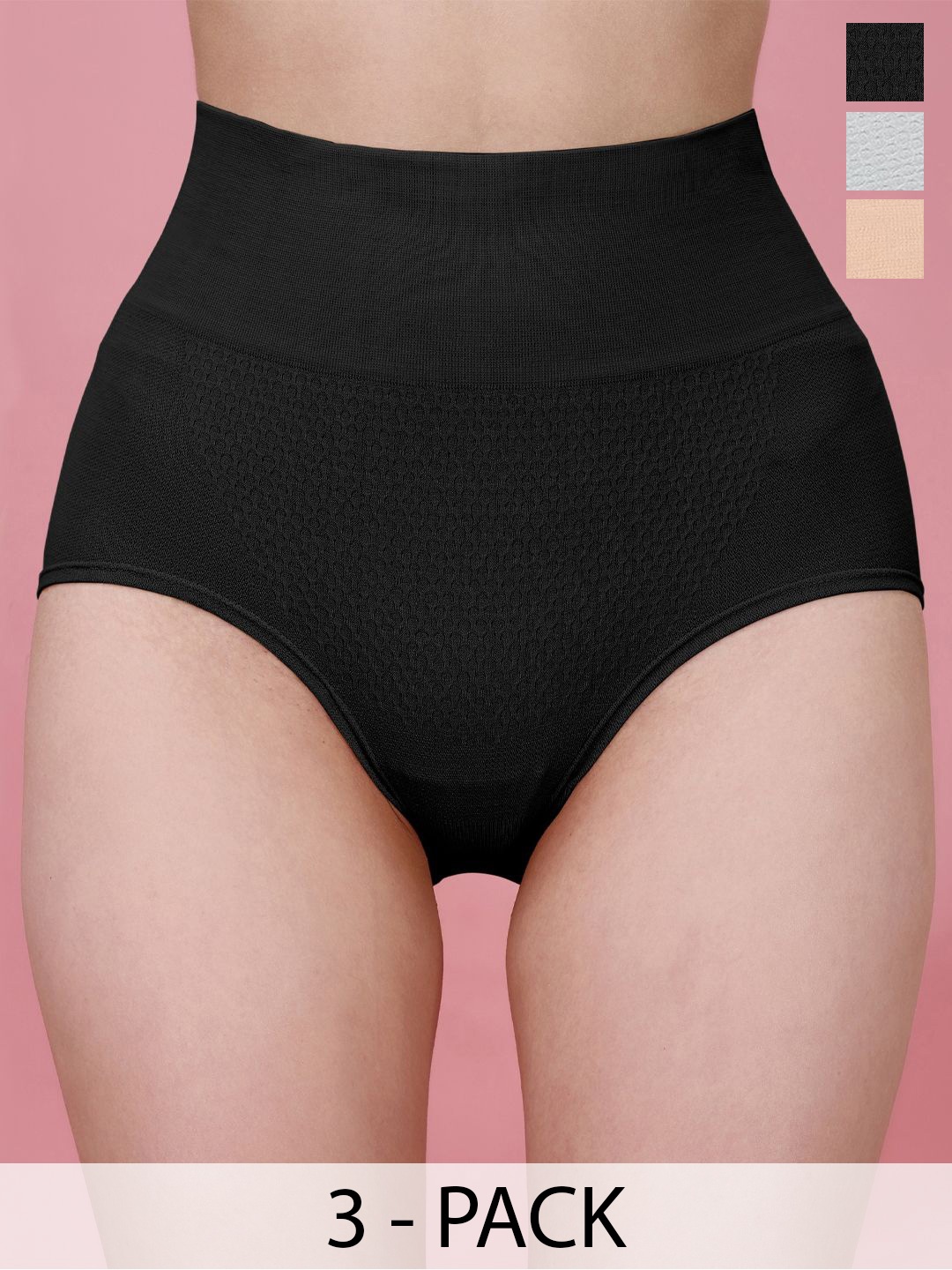 

Trendmalls Pack Of 3 Seamless Tummy & Thigh Shapewear, Beige
