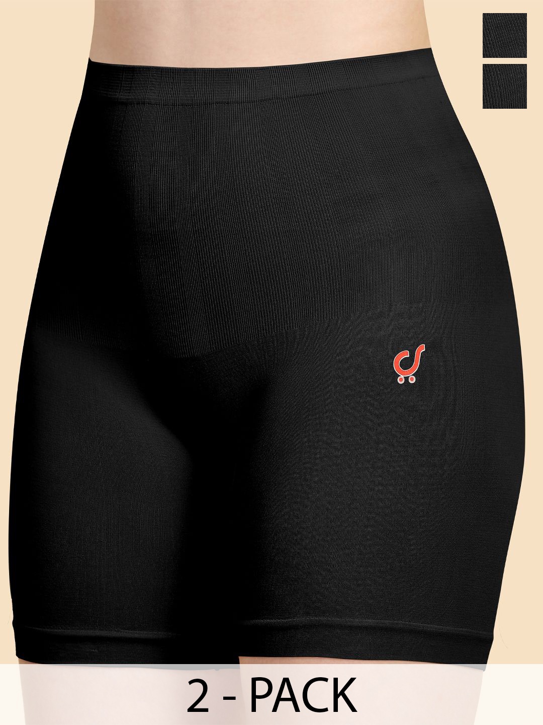 

Trendmalls Pack Of 2 Seamless Tummy & Thigh Shapewear, Black