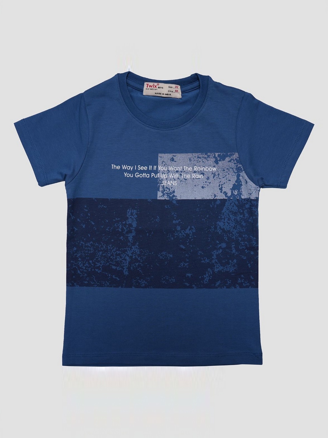 

TWIX Boys Typography Printed Round Neck Cotton T-Shirt, Blue