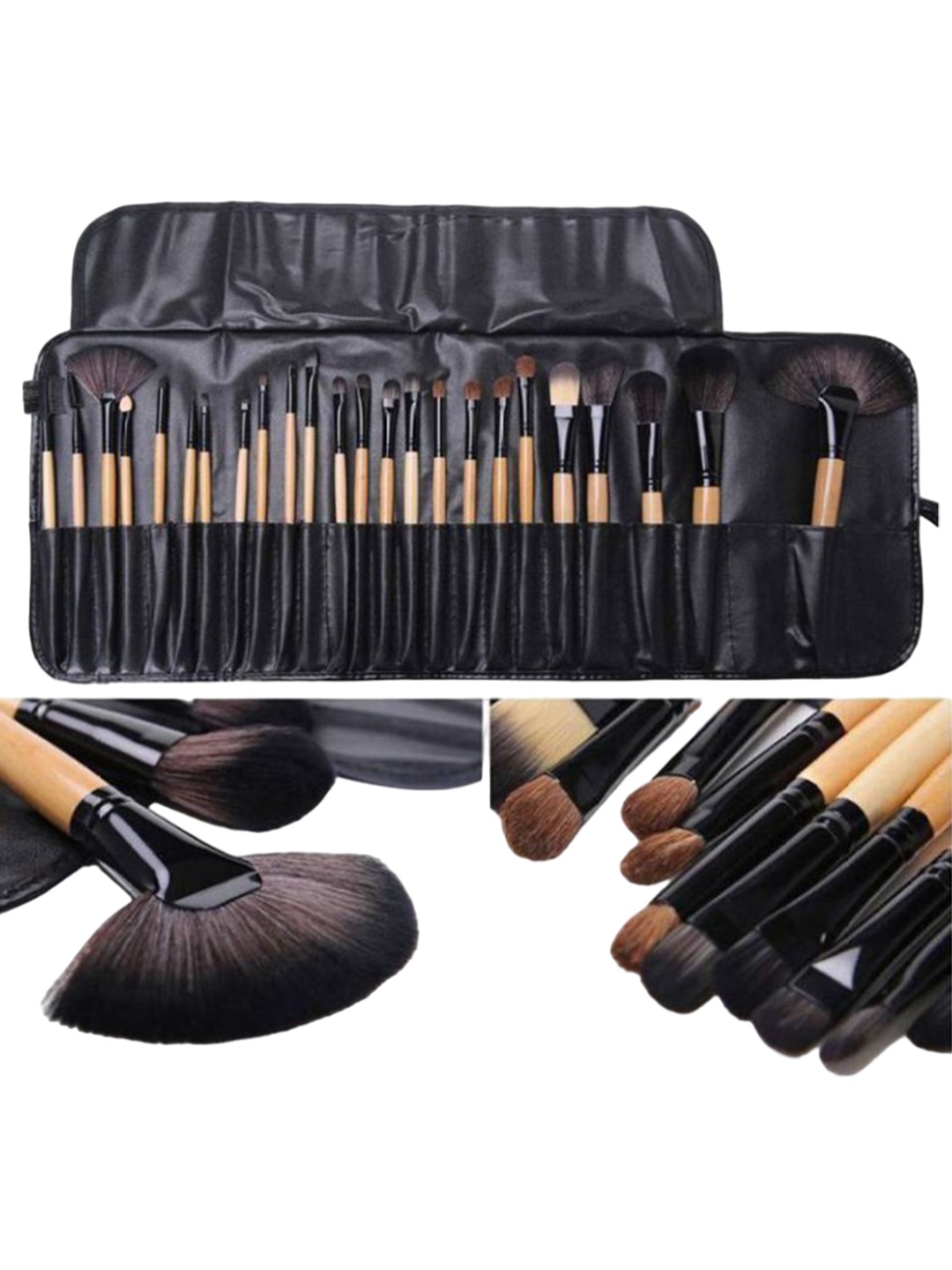 

Yoana Set of 24 Professionals Beauty Makeup Brushes With Leather Pouch, Gold