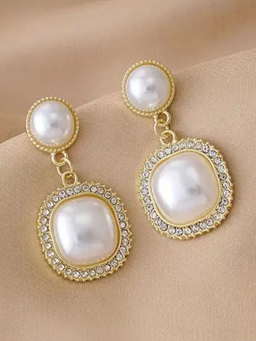 

CareDone Gold-Plated Contemporary Pearls Drop Earrings