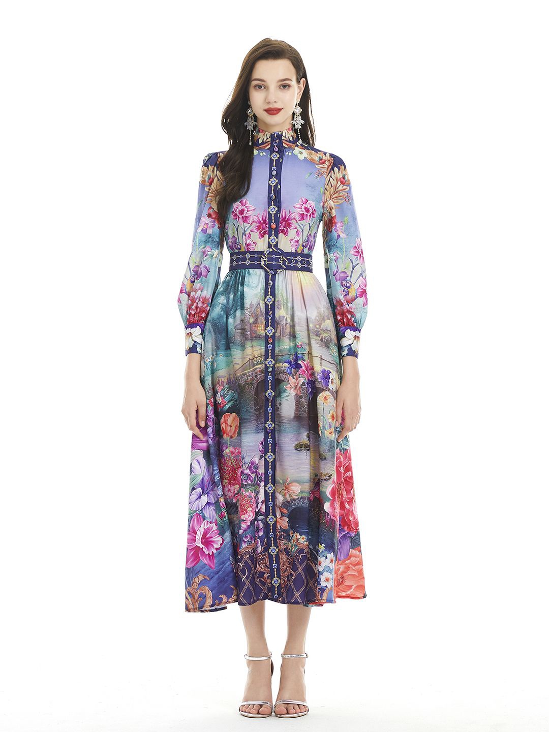 

JC Collection Floral Print Fit & Flare Midi Dress, Multi