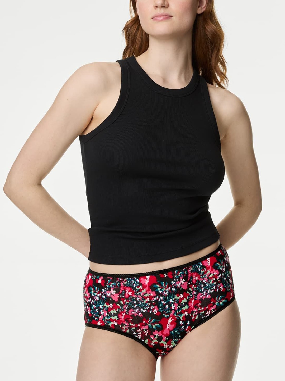 

Marks & Spencer Women Pack Of 5 Printed Boy Short Briefs, Black