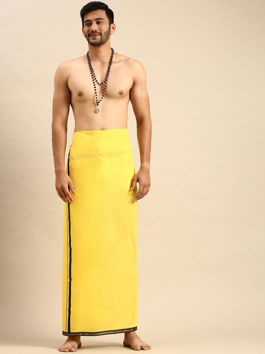

Ramraj Men Bordered Dhoti, Yellow
