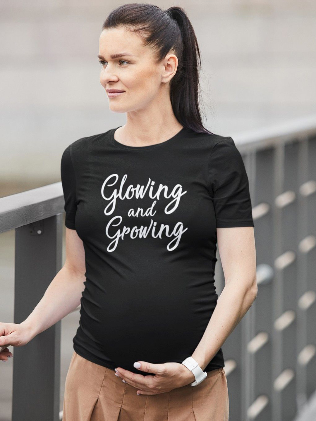 

THEYAYACAFE Women Typography Printed Round Neck Cotton T-Shirt, Black