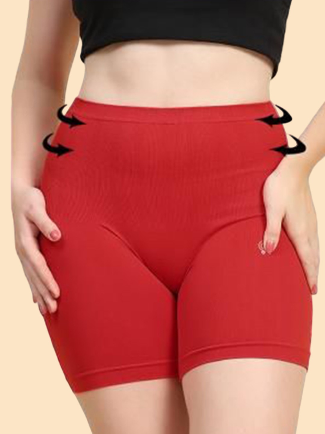 

Trendmalls Pack Of 2 Seamless Shapewear Combo-WU01-Red-Red-S