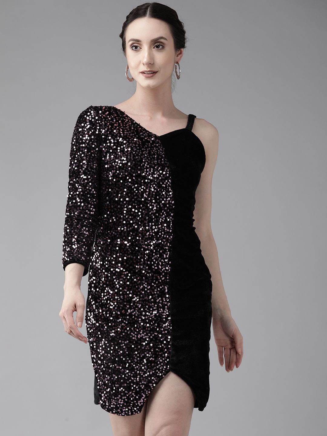 

BAESD Women Embellished Velvet Sheath Dress, Pink