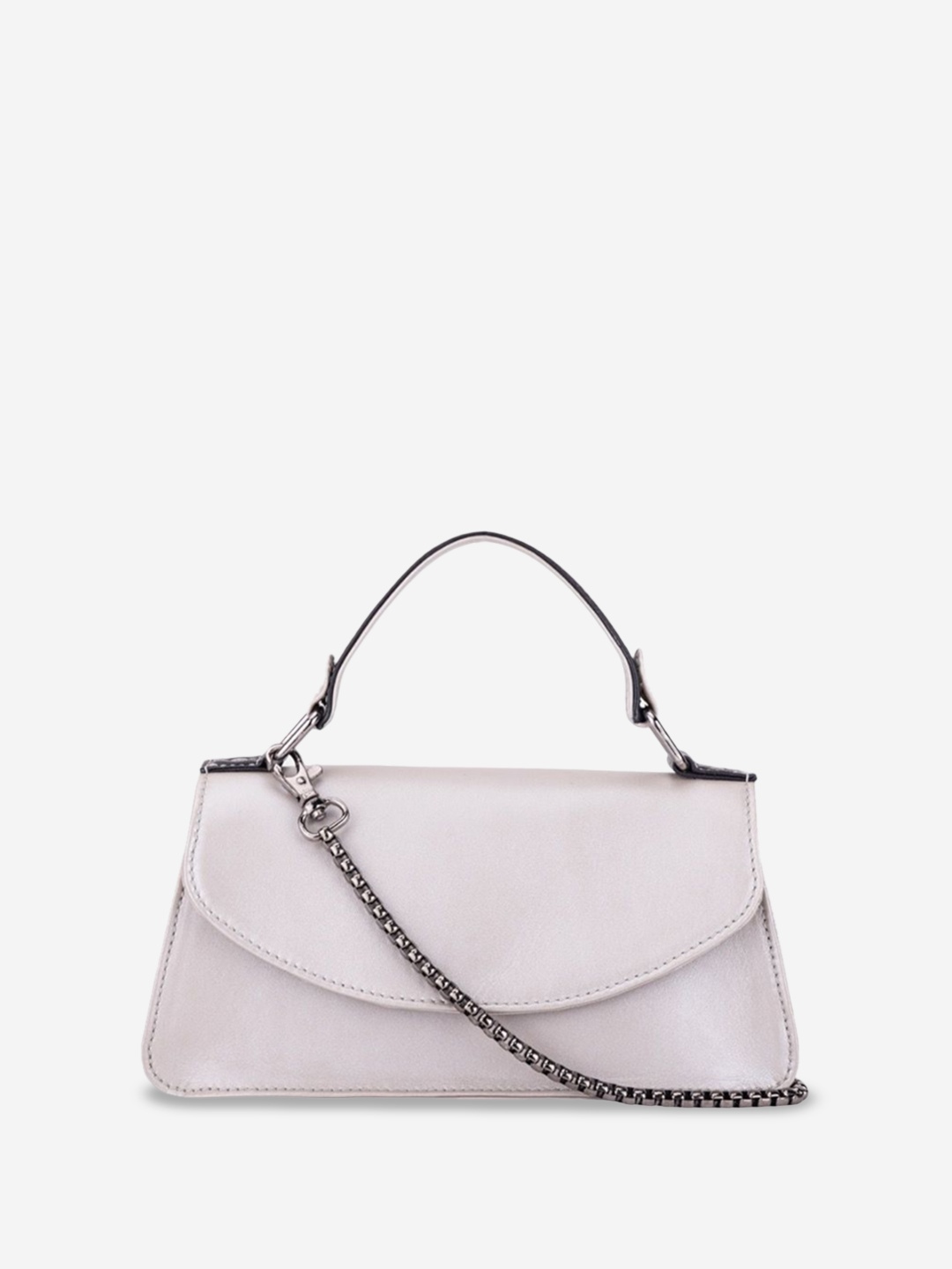 

Abelardo De Moda Textured Leather Structured Satchel, Silver