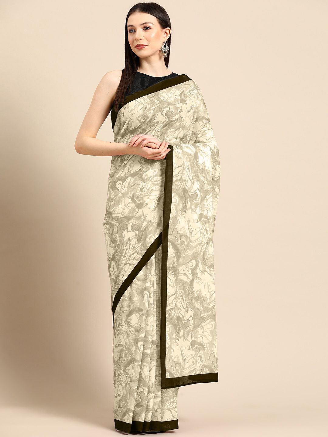 

BUTA BUTI Pure Cotton Saree, Coffee brown