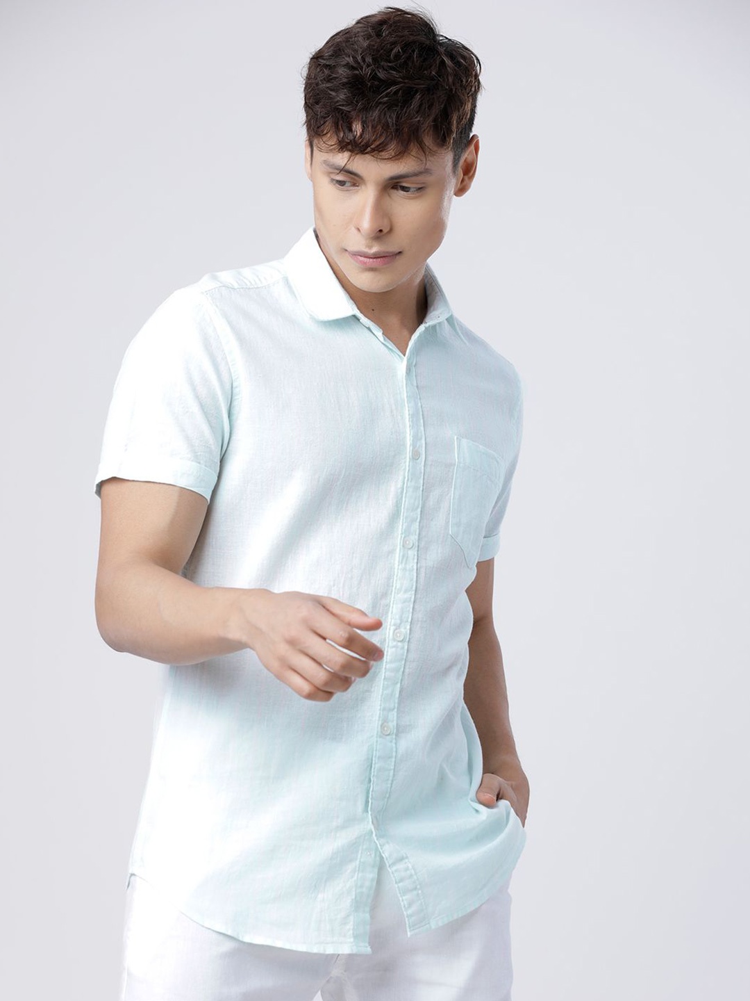 

HIGHLANDER Men Slim Fit Opaque Casual Shirt, Blue