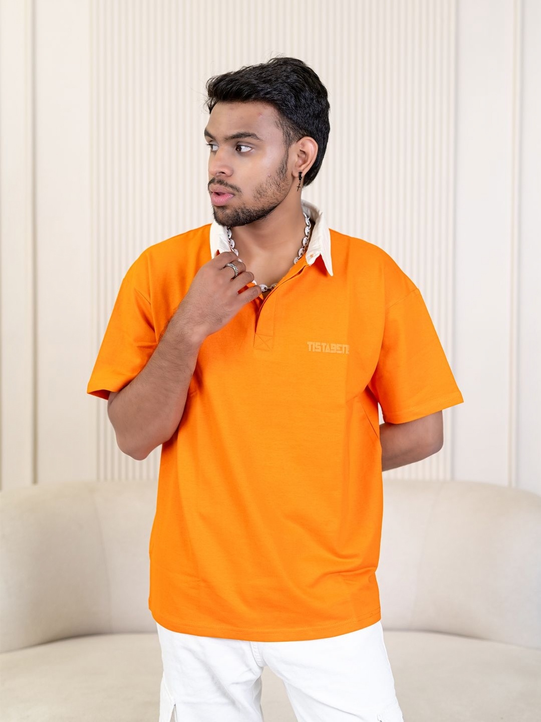 

Tistabene Men Polo Collar T-shirt, Orange