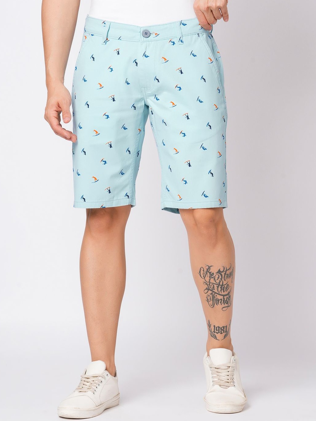 

The Roadster Lifestyle Co Printed Pure Cotton Shorts, Blue