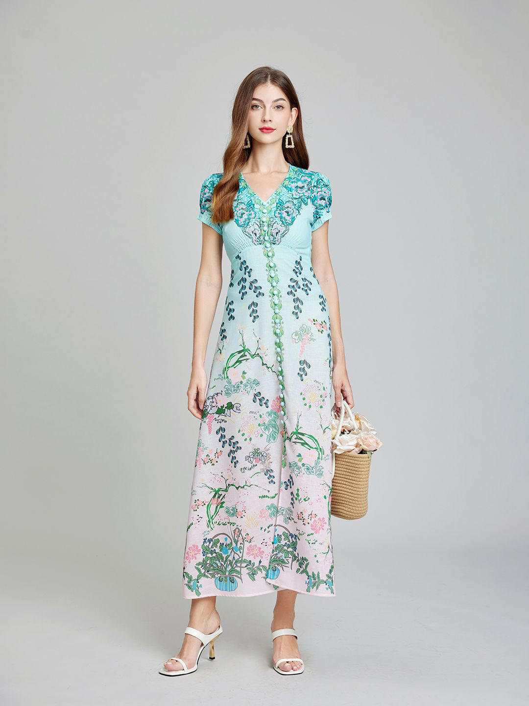 

JC Collection Floral Print Maxi Dress, Green
