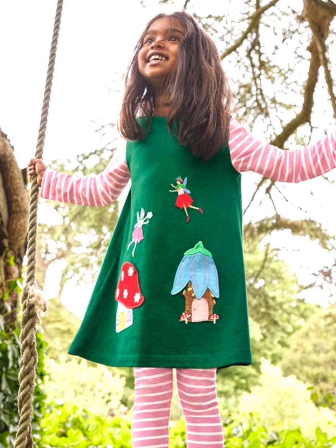 

TrendyKid Girls Net Applique A-Line Dress, Green
