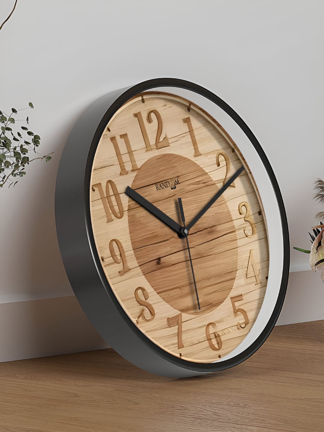 

RANDOM Printed Round Shaped Sweep Silent Movement Contemporary Wall Clock, Black