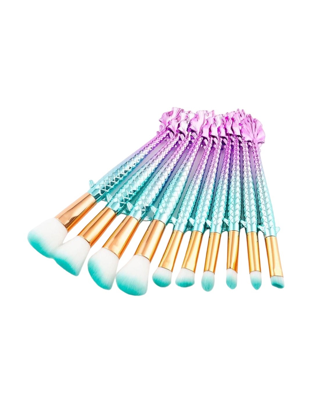

Yoana Set Of 10-Pcs Fish Soft Nylon Bristles Beauty Brushes Kit, Green