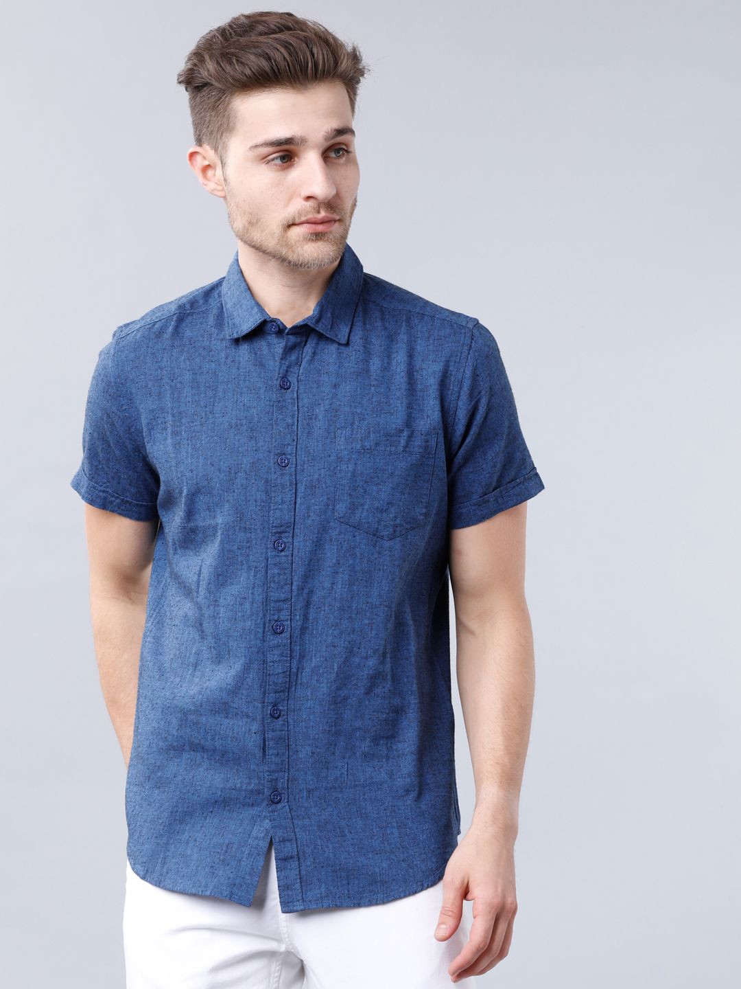 

HIGHLANDER Men Slim Fit Opaque Casual Shirt, Blue