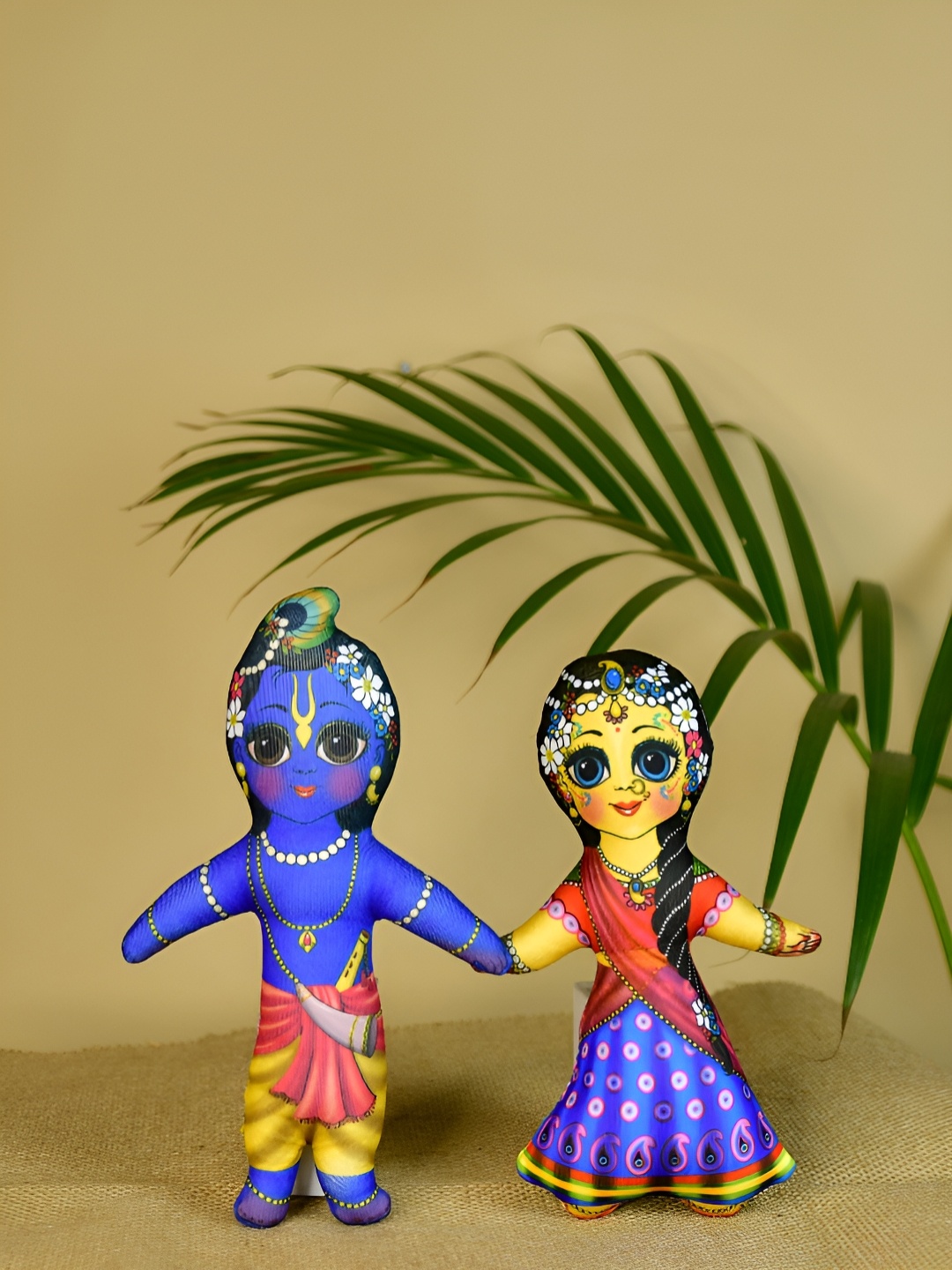 

SOWPEACE Blue & Yellow Krishna Religious Idol Cotton Showpiece