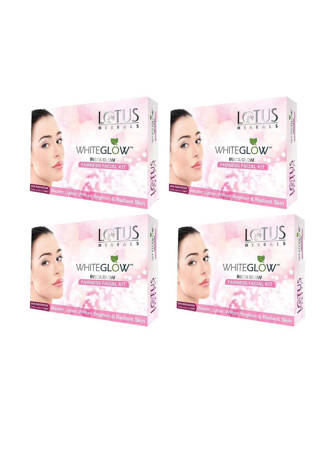 

Lotus Herbals Herbals Set Of 4 WhiteGlow Insta Glow Facial Kit- 40 g Each., Pink