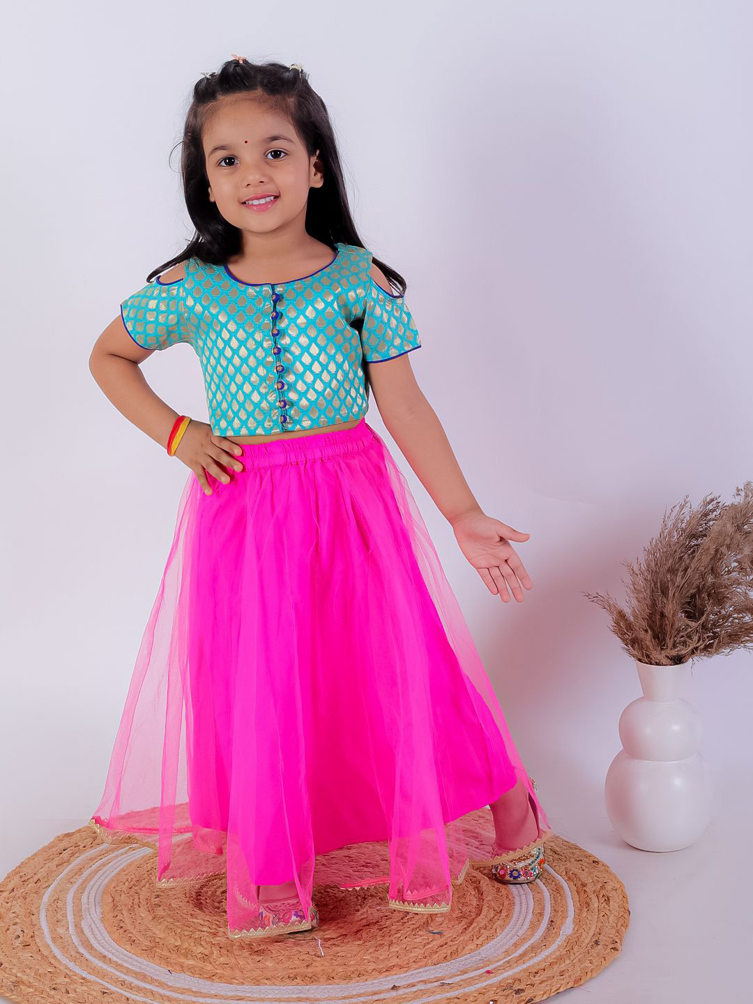 

Twisha Girls Top with Skirt, Sea green