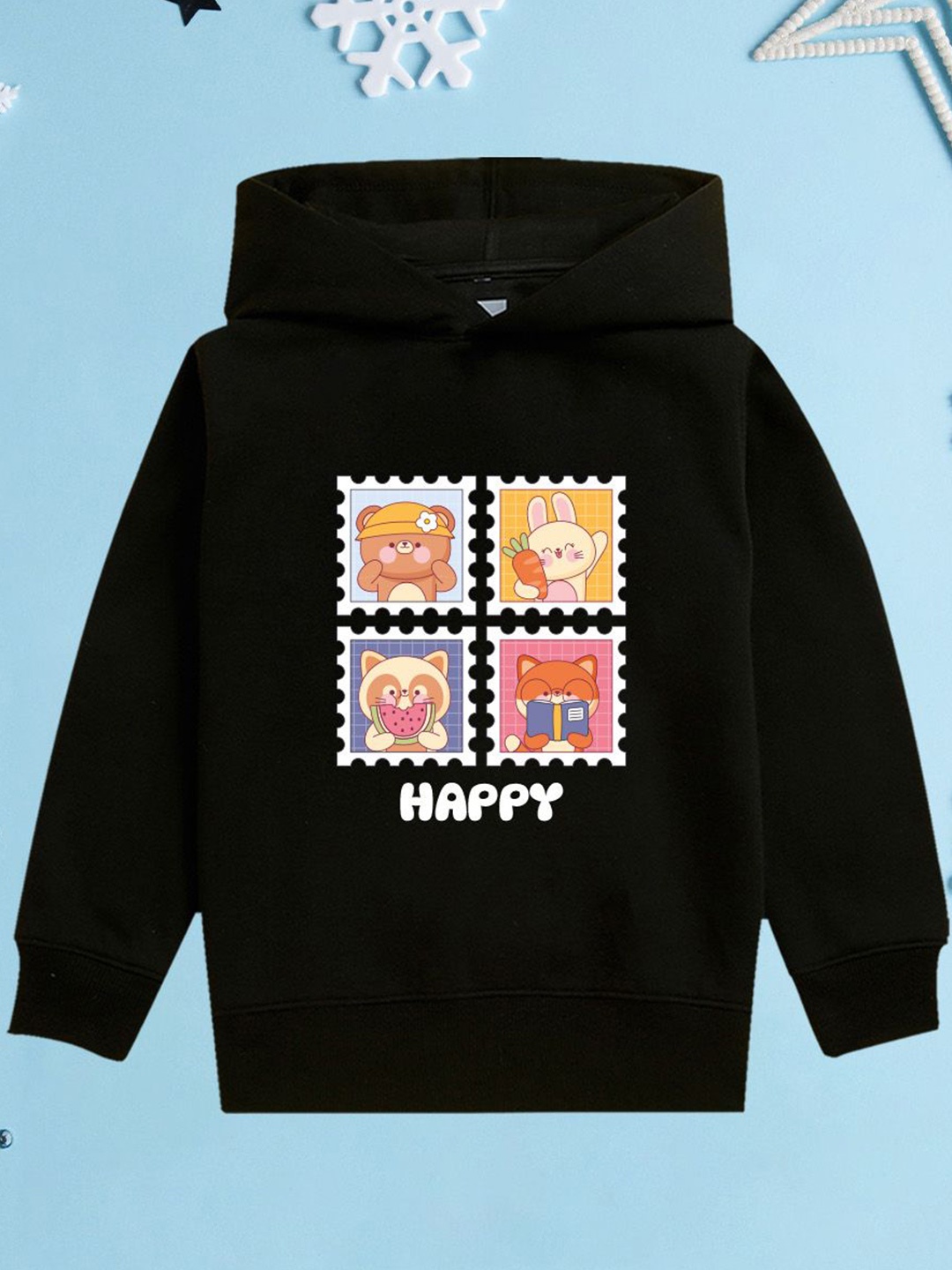 

NUSYL Girls Printed Hooded Sweatshirt, Black