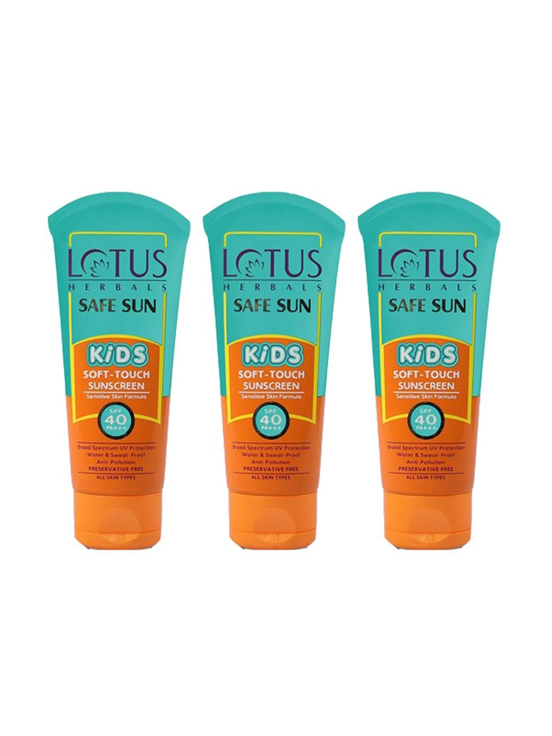 

Lotus Herbals Set Of 3 Safe Sun Kids Soft-Touch Sunscreen- 80g Each, Orange