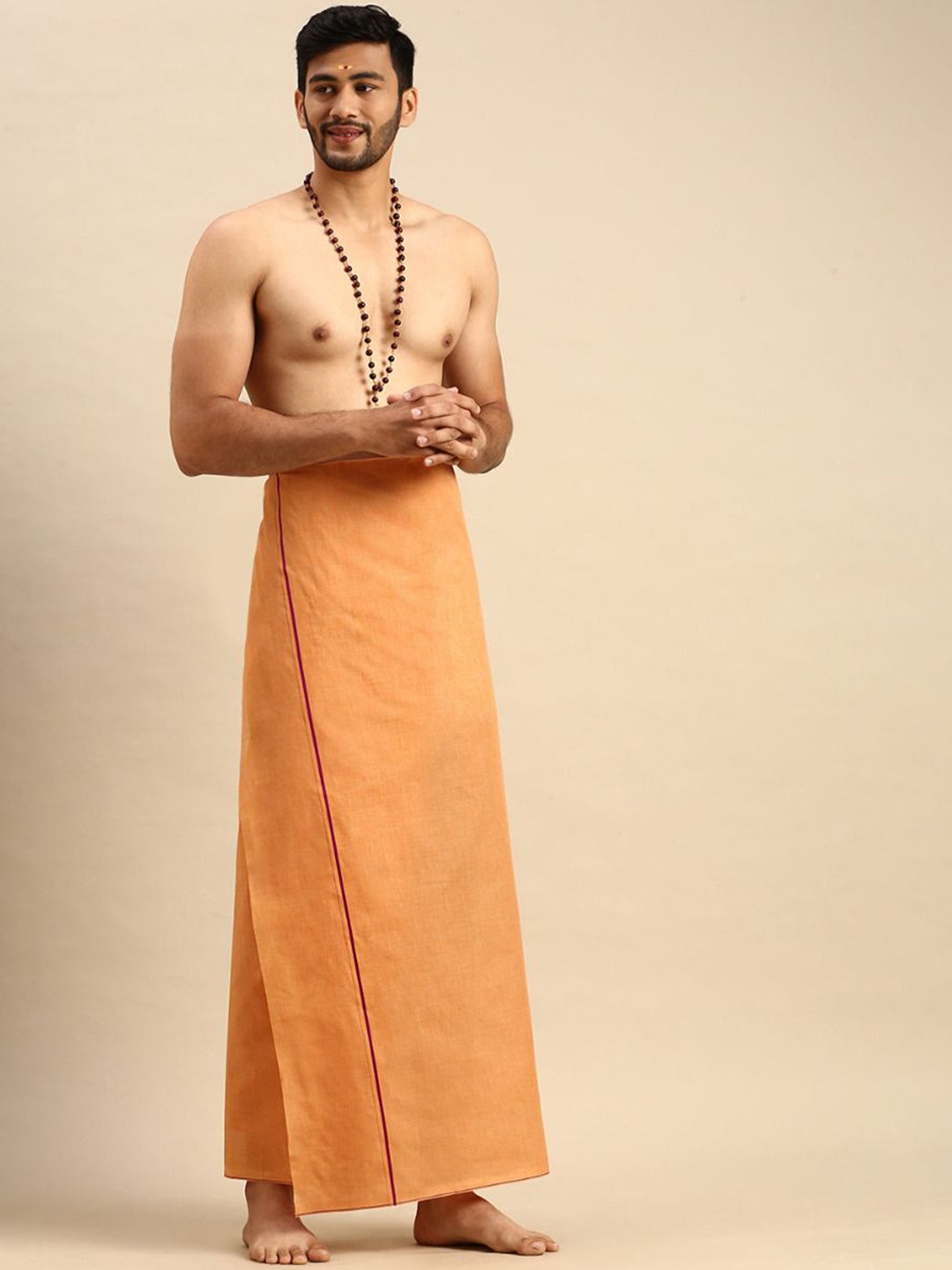 

Ramraj Men Bordered Dhoti, Orange