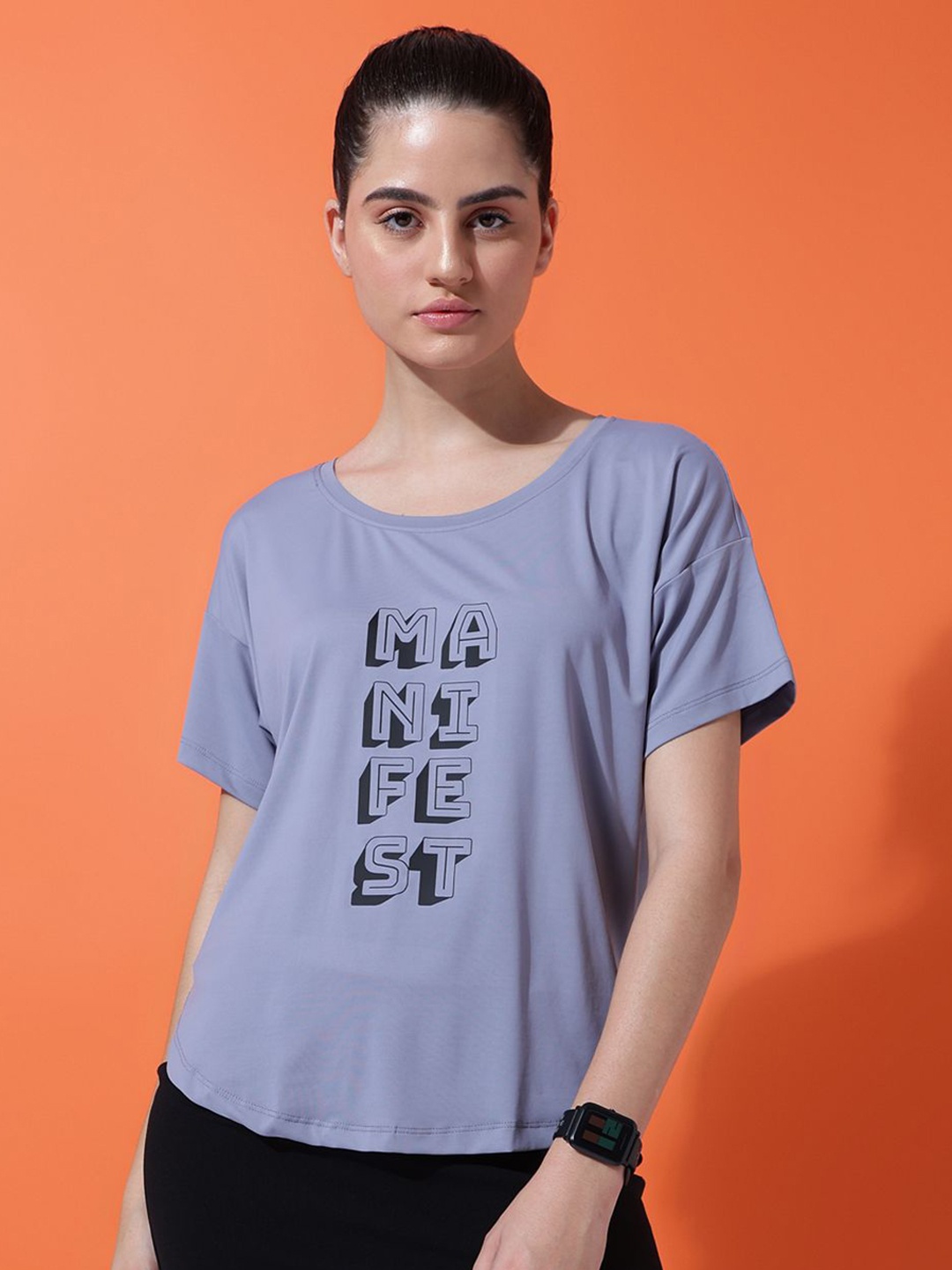 

MKH Women Typography Printed Round Neck T-Shirt, Grey