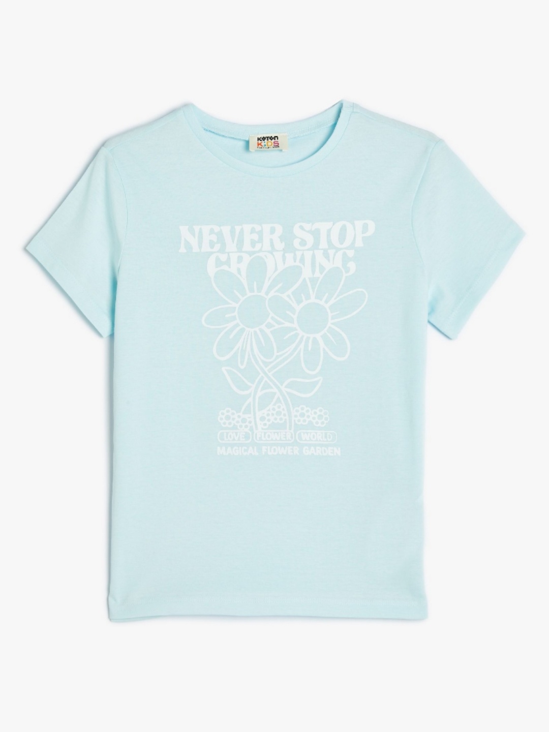 

Koton Girls Typography Printed Extended Sleeves T-shirt, Blue