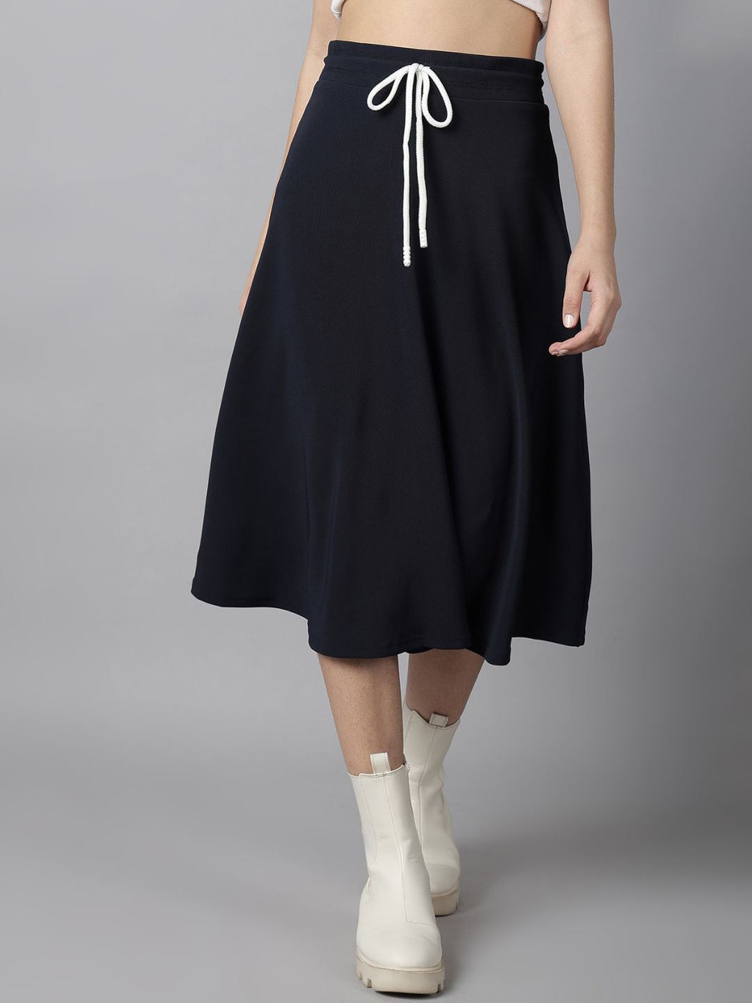 

BAESD Women Flared A-Line Midi Skirt, Navy blue