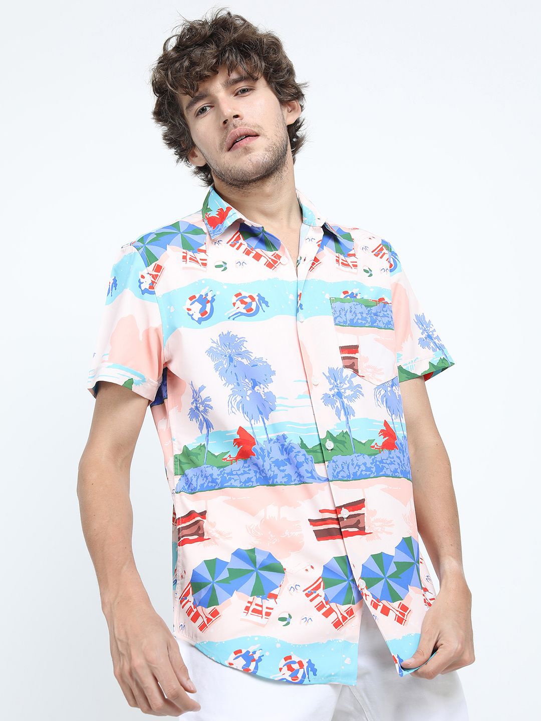 

HIGHLANDER Men Slim Fit Floral Opaque Printed Casual Shirt, Pink